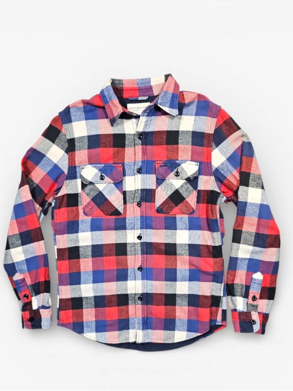 Ralph Lauren Denim & Supply Red Blue Buffalo Plaid Cotton Flannel Shirt L